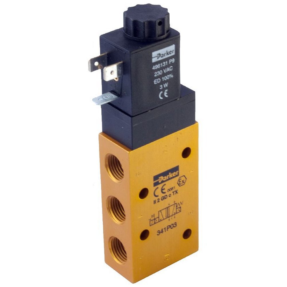 Parker 5-Way Spring Return, 1/2″ Solenoid Valve